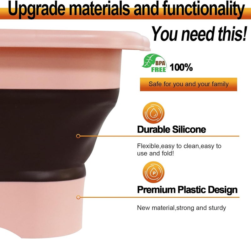 ZINSO 2.77 Gallon (10.5L) Collapsible Dish Basin with Drain Plug, Pink Camping Dish Basin for RV, Space-Saving Foldable Washing Bin, BPA-Free Portable Sink for Vegetables and Dishes - with Brush - Image 5